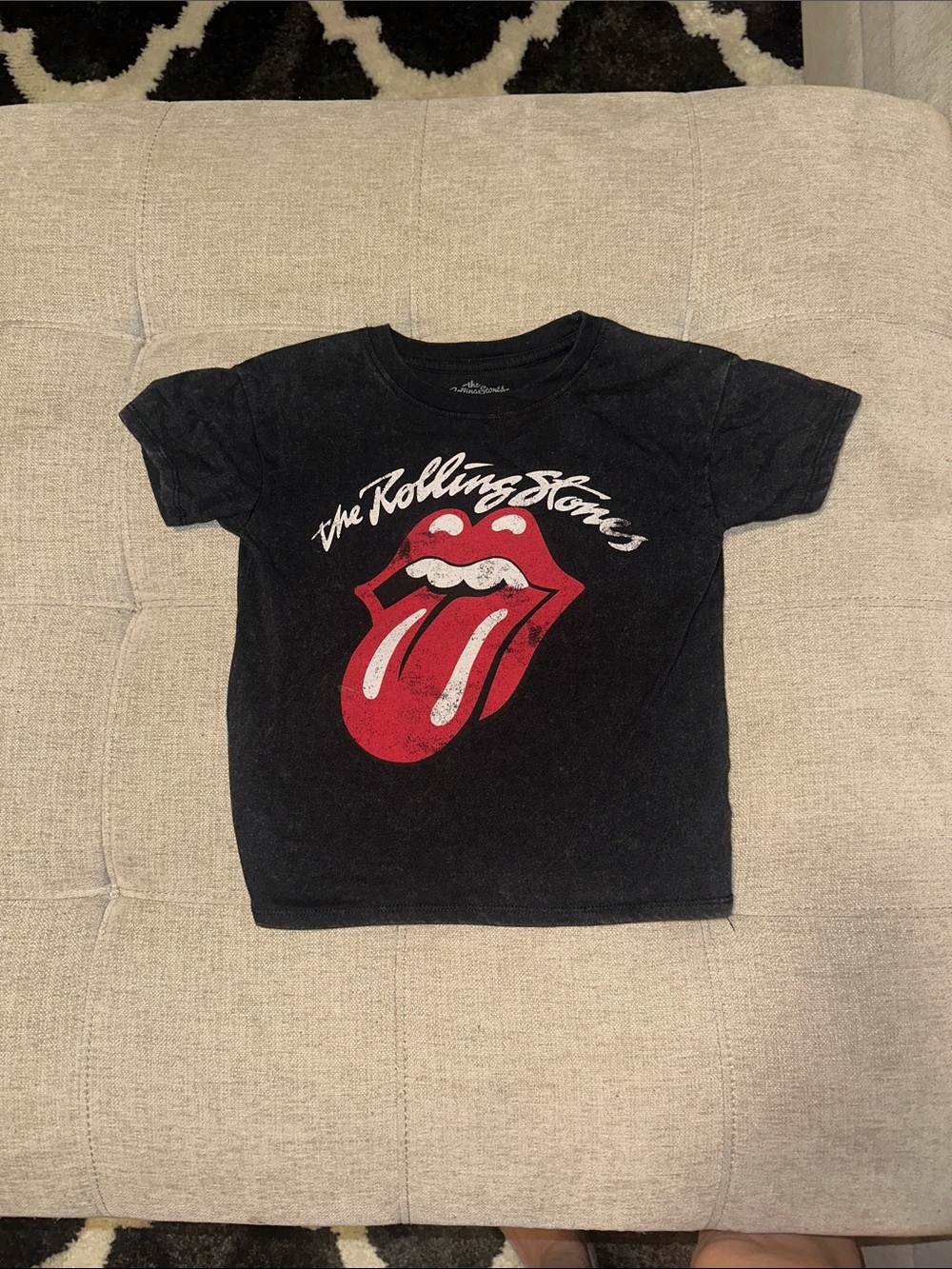 The Rolling Stones Black Kids Tee with Red Tongue Logo